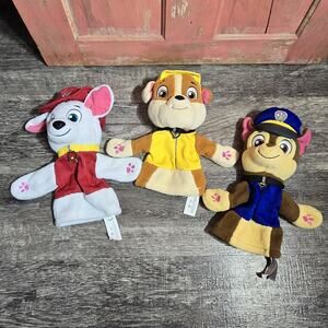 Lot Of 3 Gund Paw Patrol Hand Puppets Plush Toy Rubble Chase Marshall Storytime